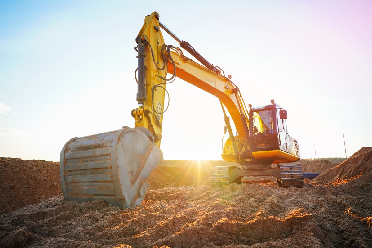 Grading and earthwork at golden hour